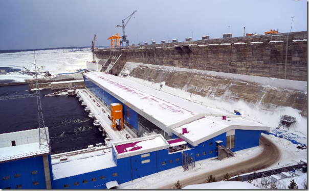 Богучанская ГЭС в марте 2014 года. Фото пресс-службы ОАО РусГидро